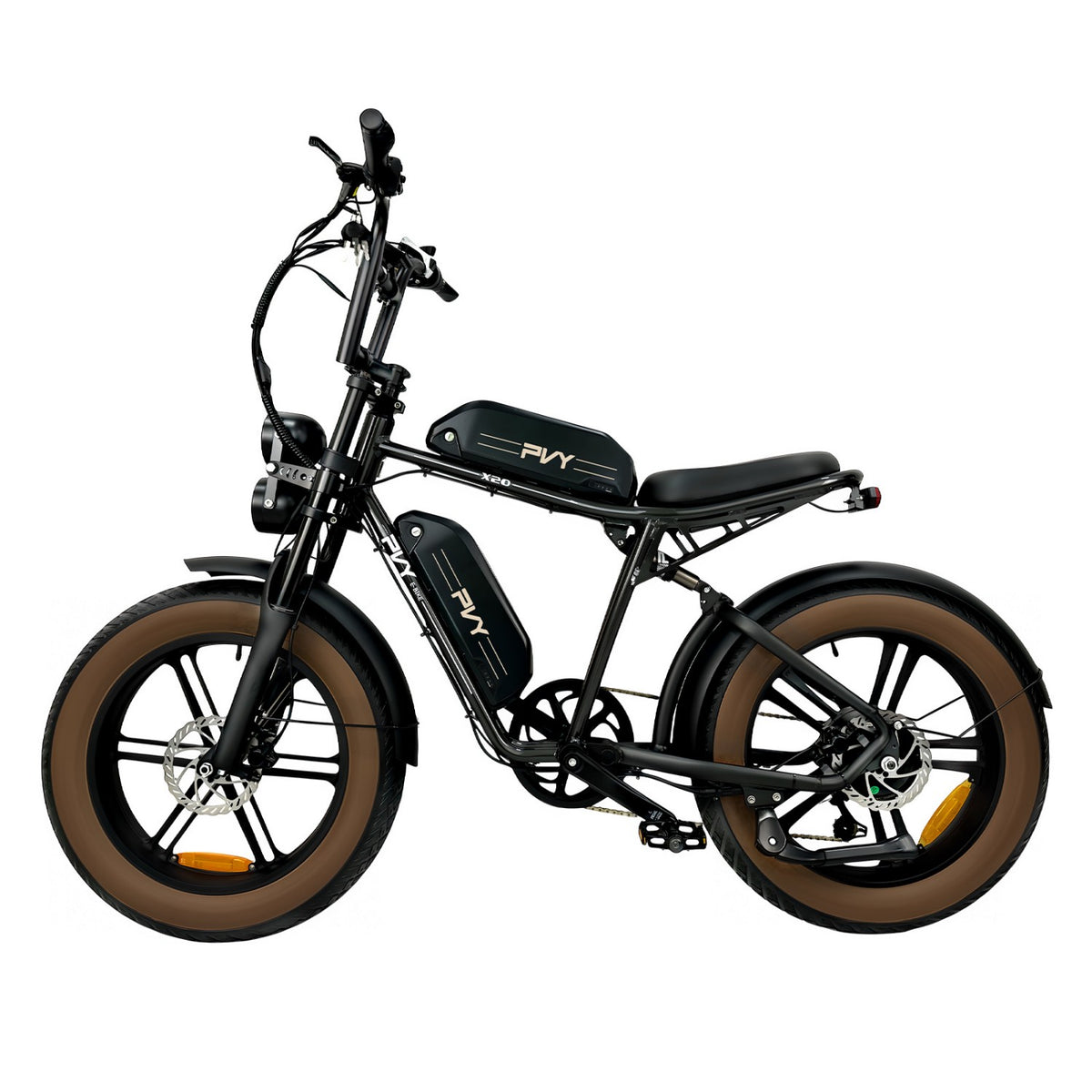 Bicicleta Eléctrica PVY X20 IT  - Motor 250W Batería 48V15AH*2 Ruedas de 20 Pulgadas Freno de Disco Hidráulico - Negro