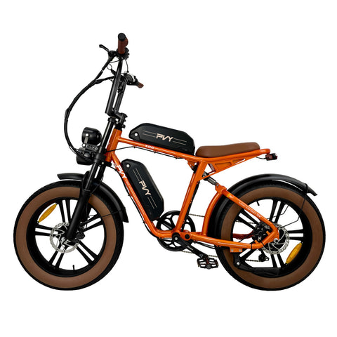Bicicleta Eléctrica PVY X20 IT 30AH - Motor 250W Batería 48V15AH*2 Ruedas de 20 Pulgadas Freno de Disco Hidráulico - Naranja