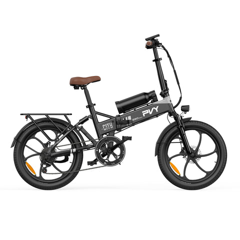 Bicicleta Eléctrica PVY Z20 MAX IT - Motor 250W Batería 36V15AH+36V10.6AH Ruedas de 20 Pulgadas Freno de Disco Hidráulico - Gris