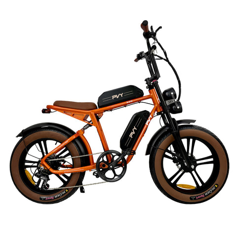 Bicicleta Eléctrica PVY X20 IT 30AH - Motor 250W Batería 48V15AH*2 Ruedas de 20 Pulgadas Freno de Disco Hidráulico - Naranja