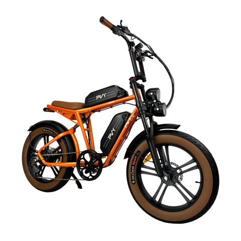 Bicicleta Eléctrica PVY X20 IT 30AH - Motor 250W Batería 48V15AH*2 Ruedas de 20 Pulgadas Freno de Disco Hidráulico - Naranja