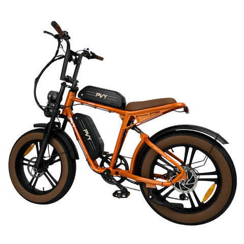 Bicicleta Eléctrica PVY X20 IT 30AH - Motor 250W Batería 48V15AH*2 Ruedas de 20 Pulgadas Freno de Disco Hidráulico - Naranja