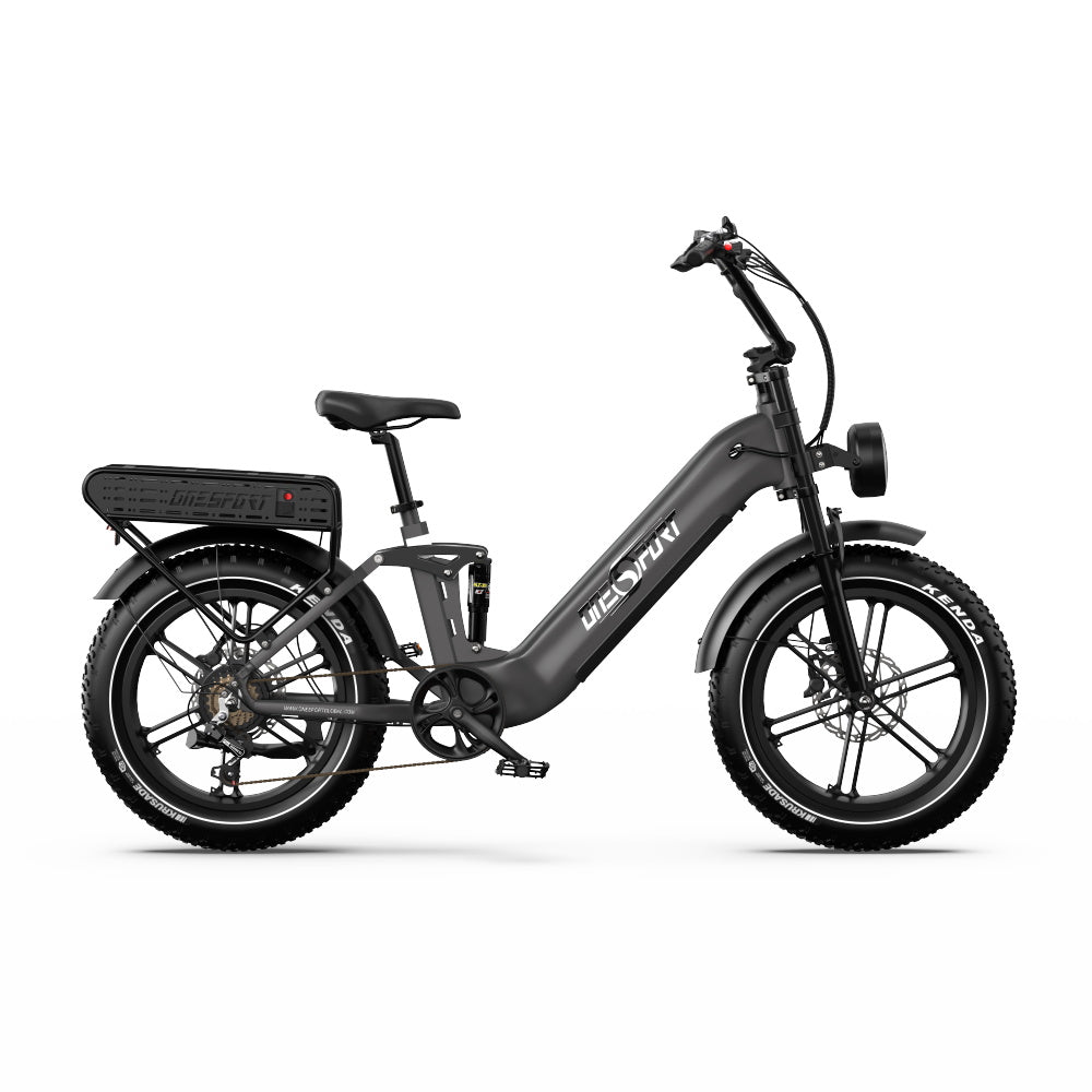 E-bike ONESPORT OT08 PRO - Motor 500W Batería 48V18AH*2 Neumáticos De 20 Pulgadas frenos de disco - Gris