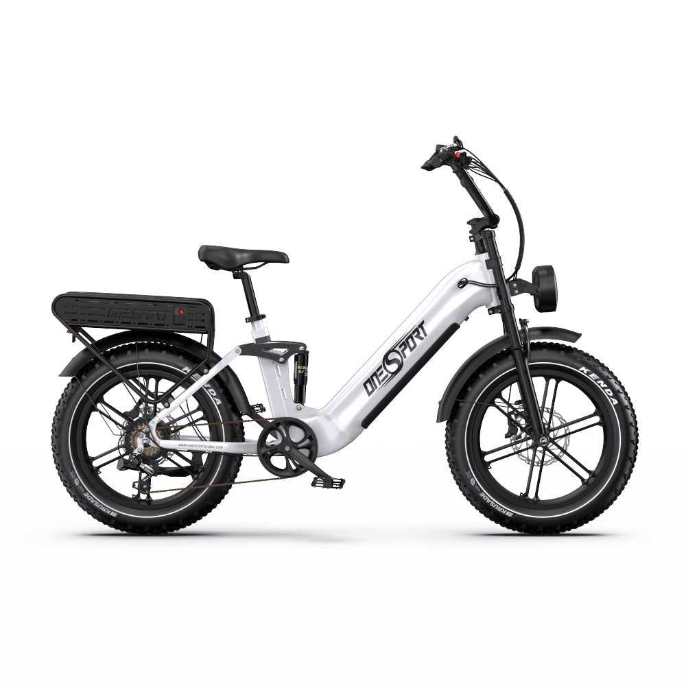 E-bike ONESPORT OT08 PRO - Motor 500W Batería 48V18AH*2 Neumáticos De 20 Pulgadas frenos de disco - Blanco