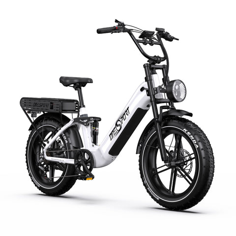 E-bike ONESPORT OT08 PRO - Motor 500W Batería 48V18AH*2 Neumáticos De 20 Pulgadas frenos de disco - Blanco