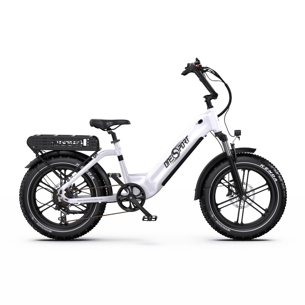 E-bike ONESPORT OT08 - Motor 500W Batería 48V18AH Neumáticos De 20 Pulgadas frenos de disco - Blanco