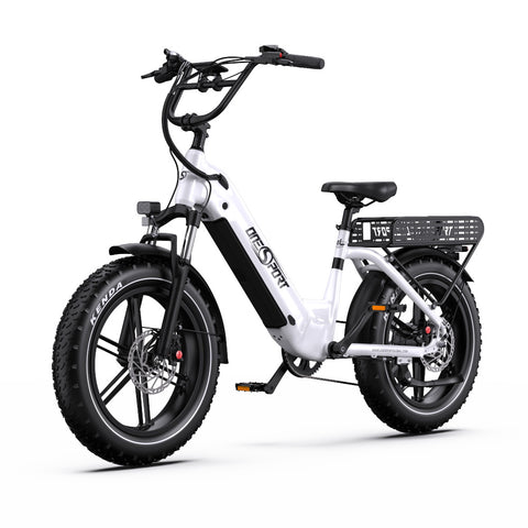 E-bike ONESPORT OT08 - Motor 500W Batería 48V18AH Neumáticos De 20 Pulgadas frenos de disco - Blanco