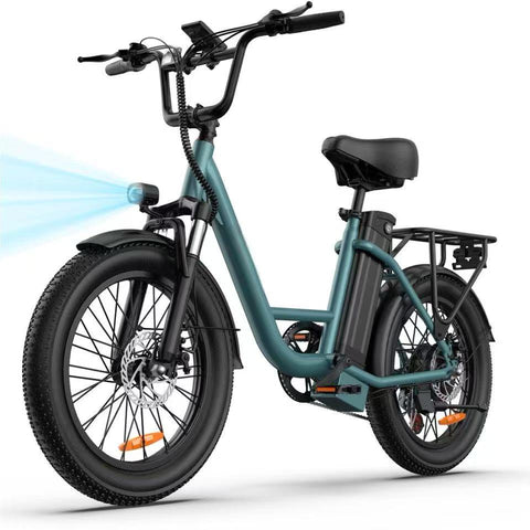 Bicicleta Eléctrica URLIFE E20 - Motor 250W Batería 48V 13Ah Neumáticos de 20 Frenos de Disco - Verde