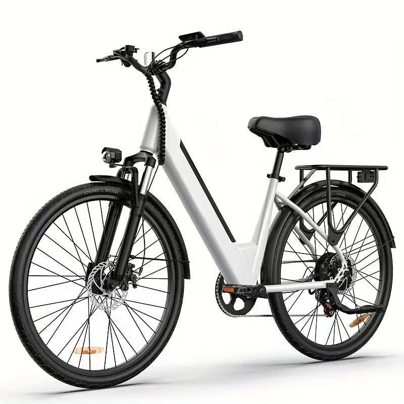 Bicicleta Eléctrica URLIFE E26 - Motor 250W Batería 36V 13Ah Neumáticos de 26 Frenos de Disco - Blanco