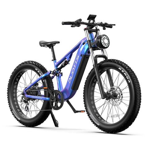 Duotts E26 Bicicleta eléctrica - Motor 750W Batería 48V20AH 26*4.0 Neumáticos Frenos Hidráulicos Delanteros y Traseros - Azul Morado