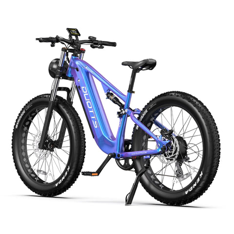 Duotts E26 Bicicleta eléctrica - Motor 750W Batería 48V20AH 26*4.0 Neumáticos Frenos Hidráulicos Delanteros y Traseros - Azul Morado