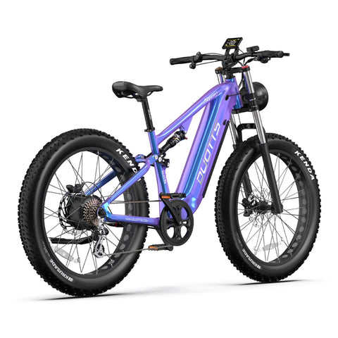 Duotts E26 Bicicleta eléctrica - Motor 750W Batería 48V20AH 26*4.0 Neumáticos Frenos Hidráulicos Delanteros y Traseros - Azul Morado