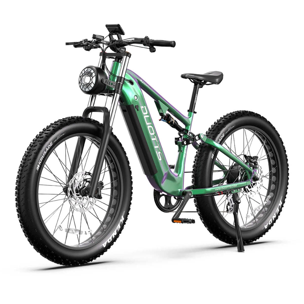 Duotts E26 Bicicleta eléctrica - Motor 750W Batería 48V20AH 26*4.0 Neumáticos Frenos Hidráulicos Delanteros y Traseros - Verde Morado