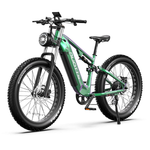 Duotts E26 Bicicleta eléctrica - Motor 750W Batería 48V20AH 26*4.0 Neumáticos Frenos Hidráulicos Delanteros y Traseros - Verde Morado