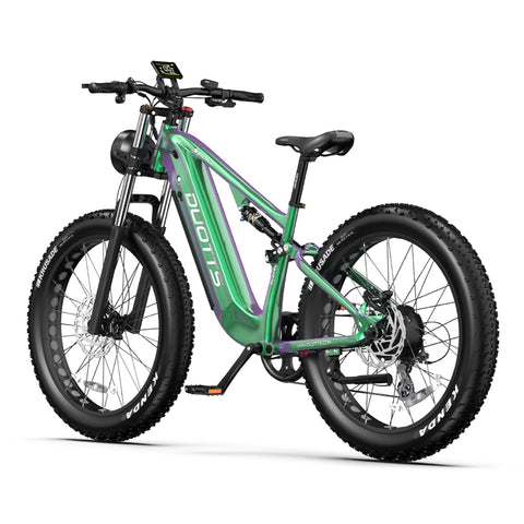 Duotts E26 Bicicleta eléctrica - Motor 750W Batería 48V20AH 26*4.0 Neumáticos Frenos Hidráulicos Delanteros y Traseros - Verde Morado