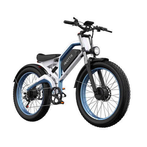 Duotts N26 E-bike -Motor 750W*2 Batería 48V20AH 26*4.0 Neumáticos Frenos Hidráulicos - Blanco Azul