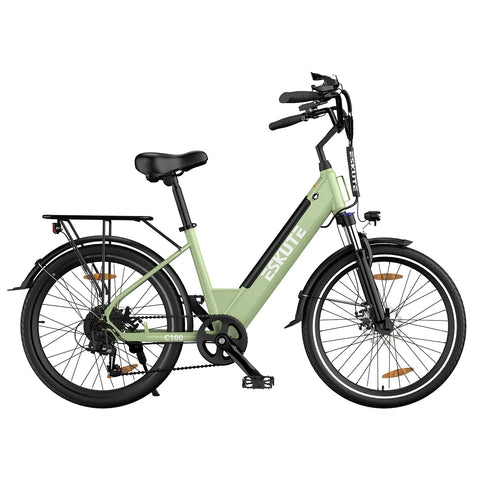 ESKUTE C100 E-bike - Motor 250W Batería 36V10.4Ah Ruedas 26x1.75" Freno Disco Mecánico - Verde