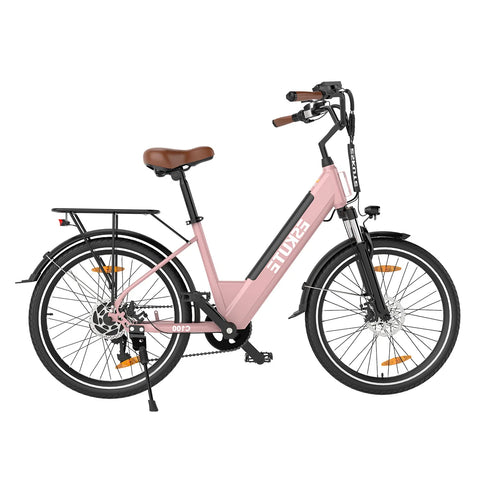 ESKUTE C100 E-bike - Motor 250W Batería 36V10.4Ah Ruedas 26x1.75" Freno Disco Mecánico - Rosa