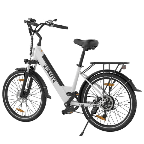 ESKUTE C100 E-bike - Motor 250W Batería 36V10.4Ah Ruedas 26x1.75" Freno Disco Mecánico - Blanco