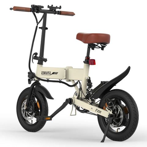 Bicicleta Eléctrica ESKUTE F200 - Motor 250W Batería 36V7.8Ah Neumáticos de 14 Freno Disco Mecánico - Beige