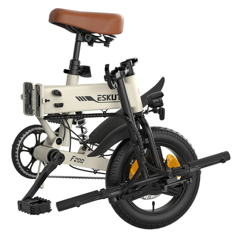 Bicicleta Eléctrica ESKUTE F200 - Motor 250W Batería 36V7.8Ah Neumáticos de 14 Freno Disco Mecánico - Beige