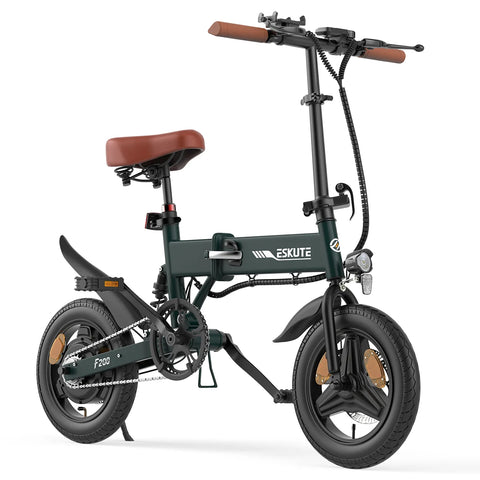 Bicicleta Eléctrica ESKUTE F200 - Motor 250W Batería 36V7.8Ah Neumáticos de 14 Freno Disco Mecánico - Verde