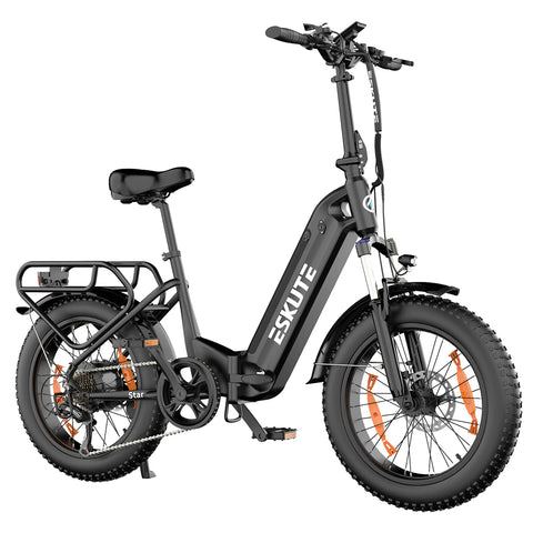 Bicicleta Eléctrica ESKUTE Star - Motor 250W Batería 36V25AH  Neumáticos de 20" Freno de Disco Hidráulicos - Negro