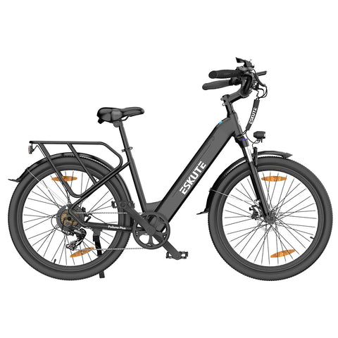 Bicicleta Eléctrica ESKUTE Polluno Plus 28INCH - Motor 250W Gama 100KM  Neumáticos de 28" Freno de disco mecánico - Negro
