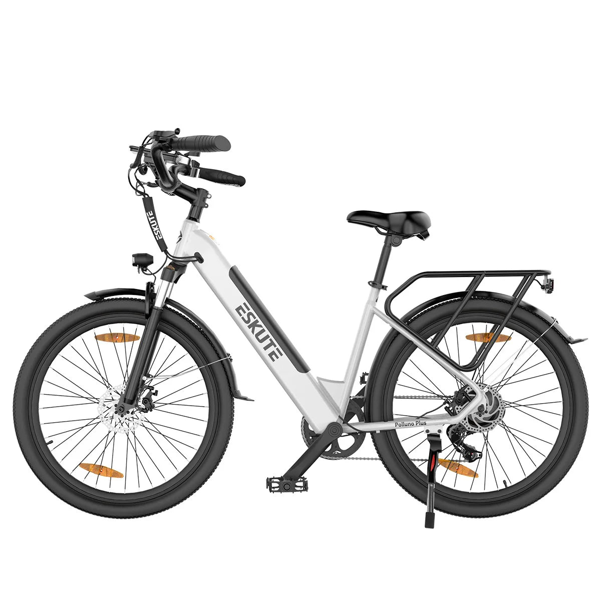 Bicicleta Eléctrica ESKUTE Polluno Plus 26INCH - Motor 250W Gama 100KM  Neumáticos de 26" Freno de disco mecánico - Blanco