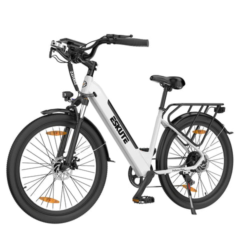 Bicicleta Eléctrica ESKUTE Polluno Plus 26INCH - Motor 250W Gama 100KM  Neumáticos de 26" Freno de disco mecánico - Blanco