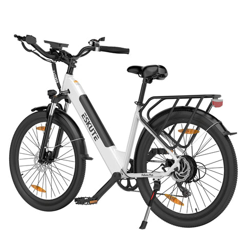 Bicicleta Eléctrica ESKUTE Polluno Plus 26INCH - Motor 250W Gama 100KM  Neumáticos de 26" Freno de disco mecánico - Blanco