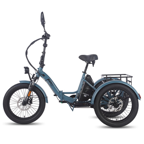 FAFREES F20 Mate Triciclo Eléctrico - Motor 500W Batería 48V21AH Frenos Hidráulicos Neumáticos De 20 Pulgadas - Gris azul