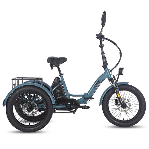FAFREES F20 Mate Triciclo Eléctrico - Motor 500W Batería 48V21AH Frenos Hidráulicos Neumáticos De 20 Pulgadas - Gris azul