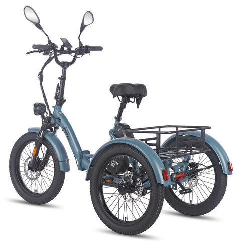 FAFREES F20 Mate Triciclo Eléctrico - Motor 500W Batería 48V21AH Frenos Hidráulicos Neumáticos De 20 Pulgadas - Gris azul