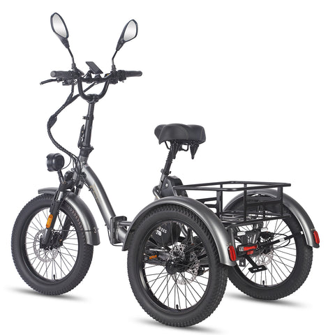 FAFREES F20 Mate Triciclo Eléctrico - Motor 500W Batería 48V21AH Frenos Hidráulicos Neumáticos De 20 Pulgadas - Gris