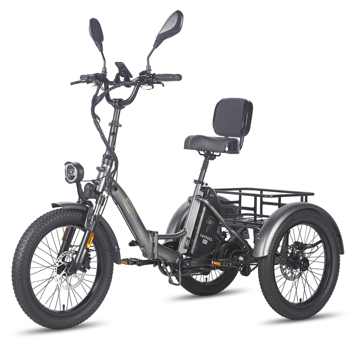 FAFREES F20 Mate Triciclo Eléctrico - Motor 500W Batería 48V23.45AH Frenos Hidráulicos Asiento Con Respaldo - Gris