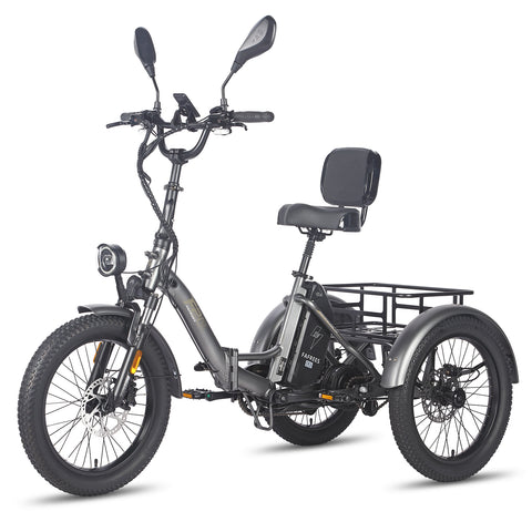 FAFREES F20 Mate Triciclo Eléctrico - Motor 500W Batería 48V23.45AH Frenos Hidráulicos Asiento Con Respaldo - Gris