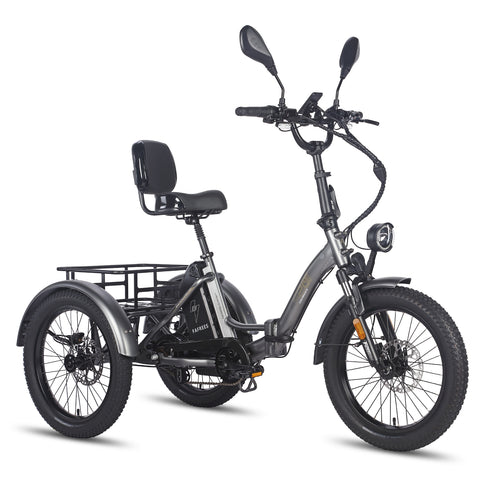 FAFREES F20 Mate Triciclo Eléctrico - Motor 500W Batería 48V23.45AH Frenos Hidráulicos Asiento Con Respaldo - Gris