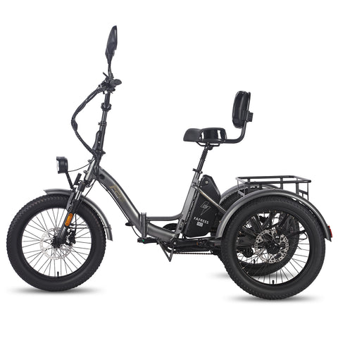 FAFREES F20 Mate Triciclo Eléctrico - Motor 500W Batería 48V23.45AH Frenos Hidráulicos Asiento Con Respaldo - Gris