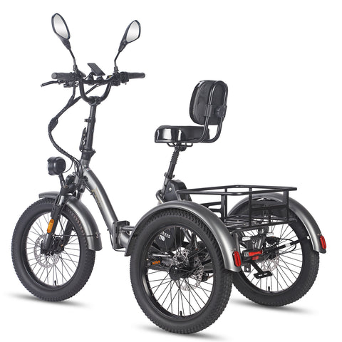 FAFREES F20 Mate Triciclo Eléctrico - Motor 500W Batería 48V23.45AH Frenos Hidráulicos Asiento Con Respaldo - Gris