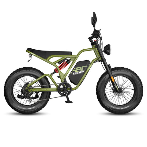 FAFREES F20 Ultra E-bike (Mejorado) - Motor 750W Batería 48V25AH Neumáticos De 20 Pulgadas Freno Disco Mecánico - Verde militar