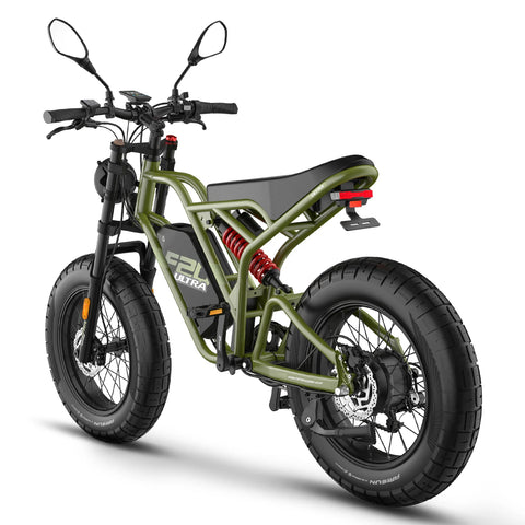 FAFREES F20 Ultra E-bike (Mejorado) - Motor 750W Batería 48V25AH Neumáticos De 20 Pulgadas Freno Disco Mecánico - Verde militar