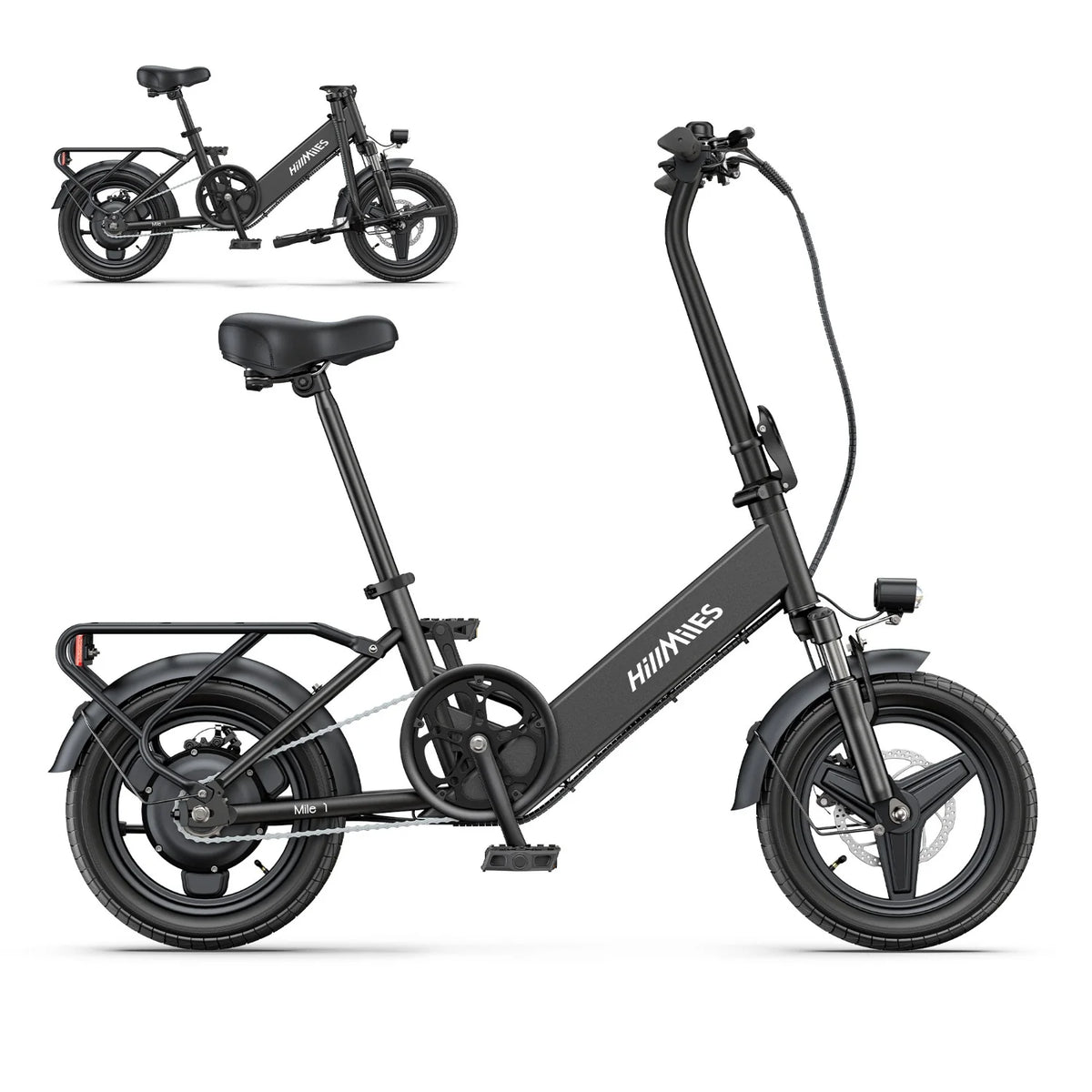 E-bike  HillMiles Mile 1 - Motor 250W Batería 36V10.4AH Neumáticos De 14 Pulgadas Frenos Mecánicos De Disco - Negro