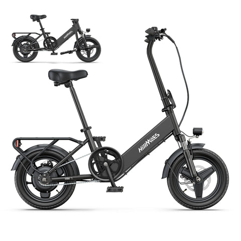 E-bike  HillMiles Mile 1 - Motor 250W Batería 36V10.4AH Neumáticos De 14 Pulgadas Frenos Mecánicos De Disco - Negro