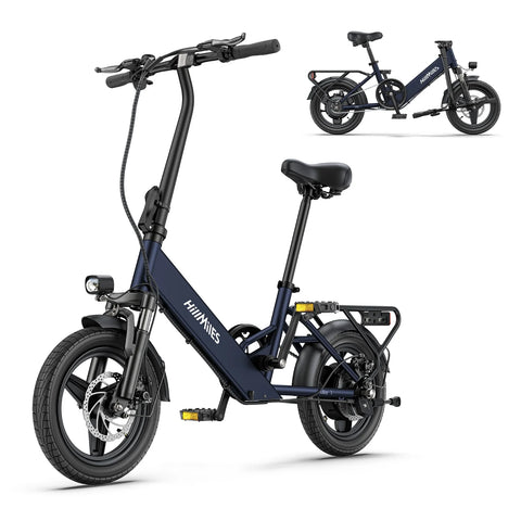 E-bike  HillMiles Mile 1 - Motor 250W Batería 36V10.4AH Neumáticos De 14 Pulgadas Frenos Mecánicos De Disco - Azul
