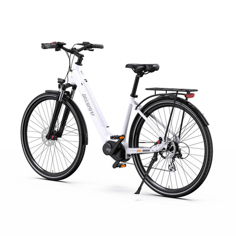 ONESPORT OT07 Bicicleta Eléctrica - Motor 250W Batería 36V14AH  27.5 Pulgadas Neumático Frenos Hidráulicos - Blanca