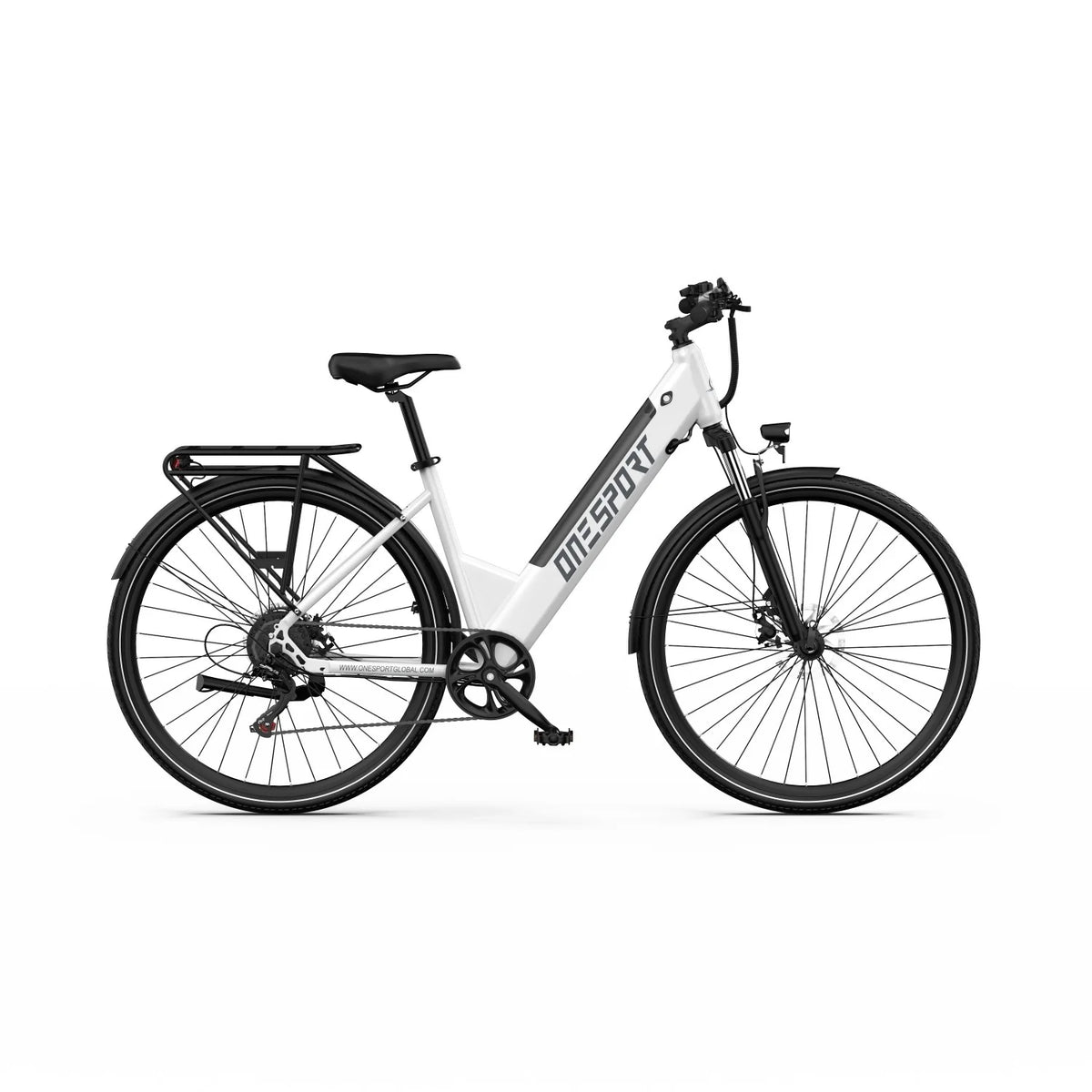 ONESPORT OT12 Bicicleta Eléctrica - Motor 250W Batería 36V13Ah con Ruedas 27.5in y Freno de Cable - Blanca