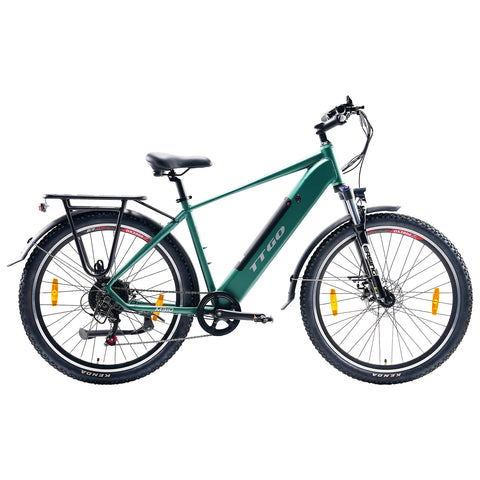 Bicicleta Eléctrica TTGO M310 - Motor 500W Batería 48V15AH Ruedas de 27,5 Pulgadas Freno de Disco - Verde