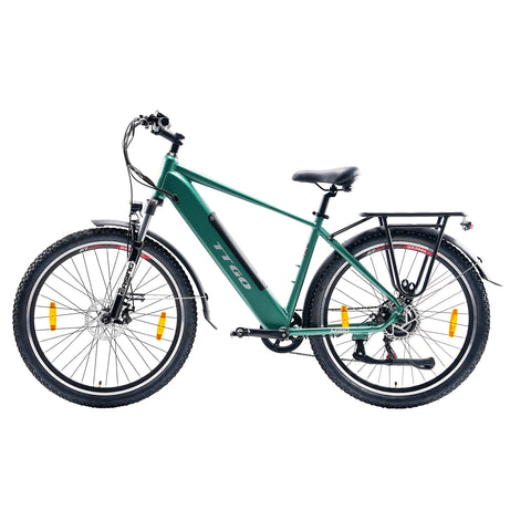 Bicicleta Eléctrica TTGO M310 - Motor 500W Batería 48V15AH Ruedas de 27,5 Pulgadas Freno de Disco - Verde
