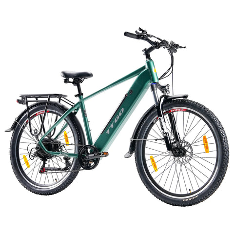 Bicicleta Eléctrica TTGO M310 - Motor 500W Batería 48V15AH Ruedas de 27,5 Pulgadas Freno de Disco - Verde